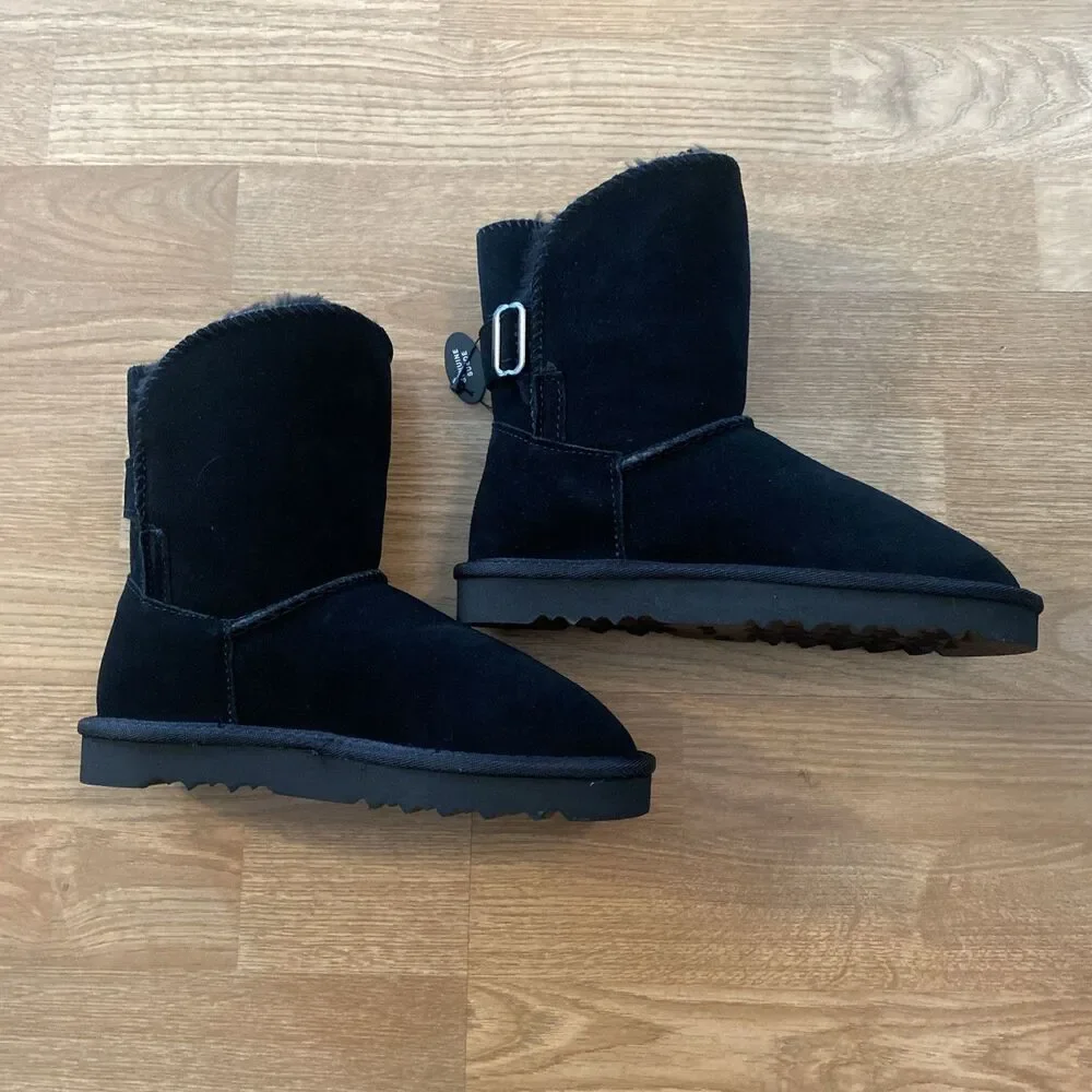 Style & Co Teenyy Suede Winter Booties Black Faux Fur Lined Boots Size 5 new